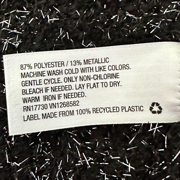 Ava & Viv Sweater Womens Black Sparkly size X 14W New Fuzzy V-Neck - Picture 5 of 5